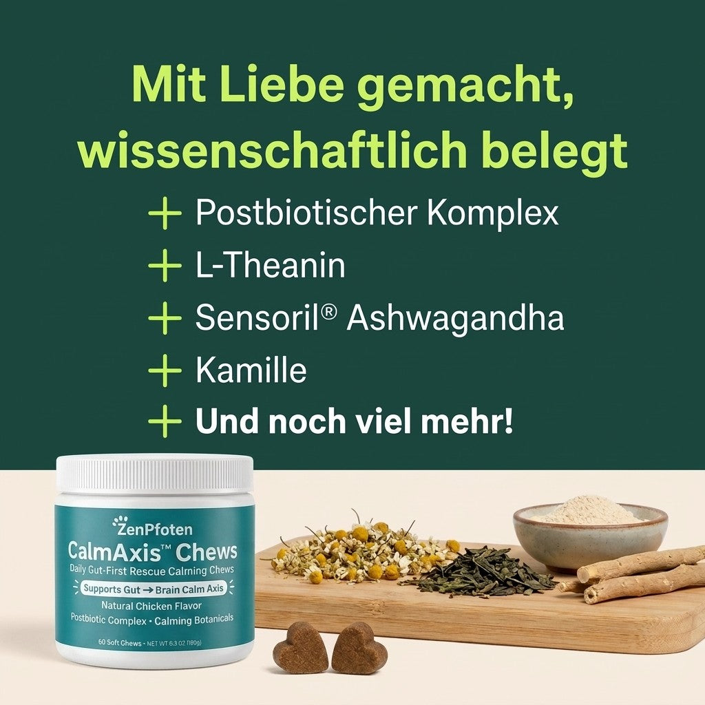 Wirkstoffe: Postbiotik-Komplex, L-Theanin, Ashwagandha, Kamille